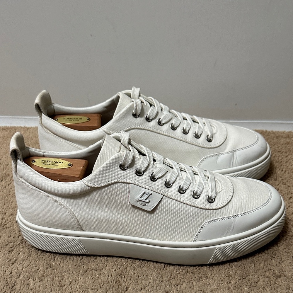 Christian Louboutin White Canvas Sneakers - Worn